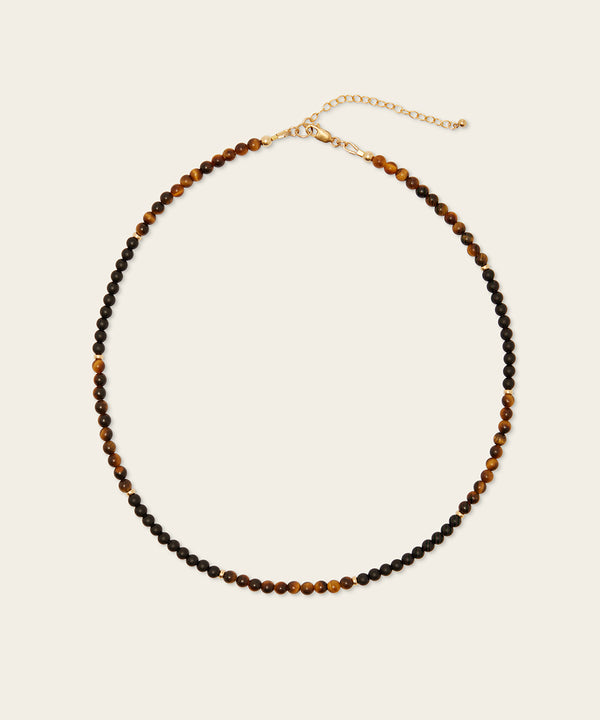 THE FEARLESS WARRIOR NECKLACE WITH TIGER'S EYE & ONYX