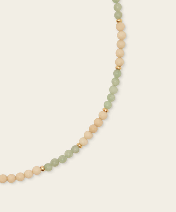 THE PROSPEROUS EXPLORER NECKLACE WITH BURMESE JADE & FOSSIL CORAL