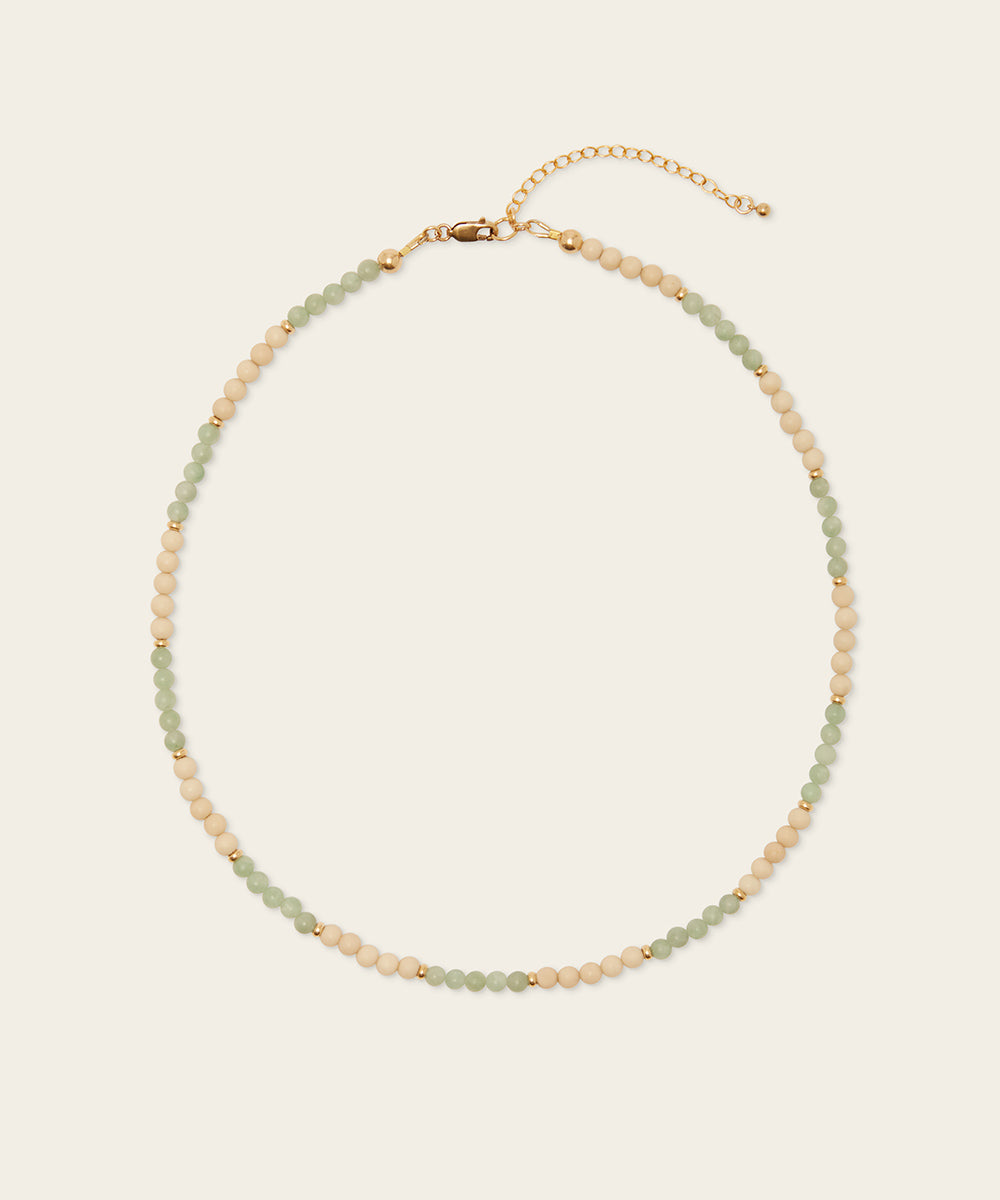 THE PROSPEROUS EXPLORER NECKLACE WITH BURMESE JADE & FOSSIL CORAL
