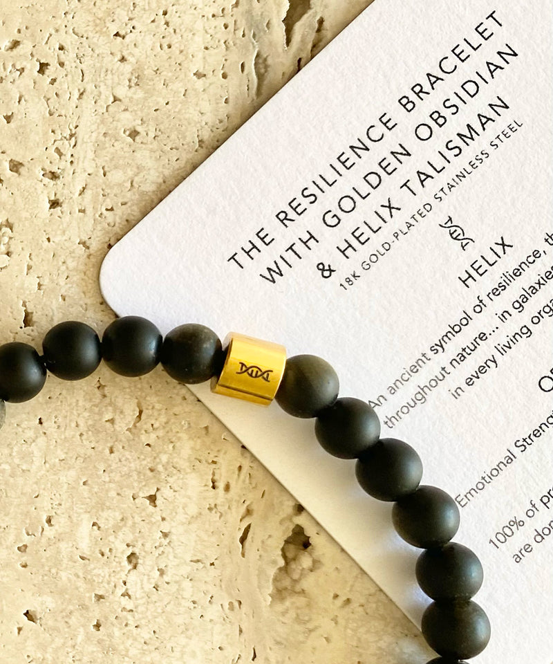 THE RESILIENCE BRACELET WITH GOLDEN OBSIDIAN & HELIX TALISMAN