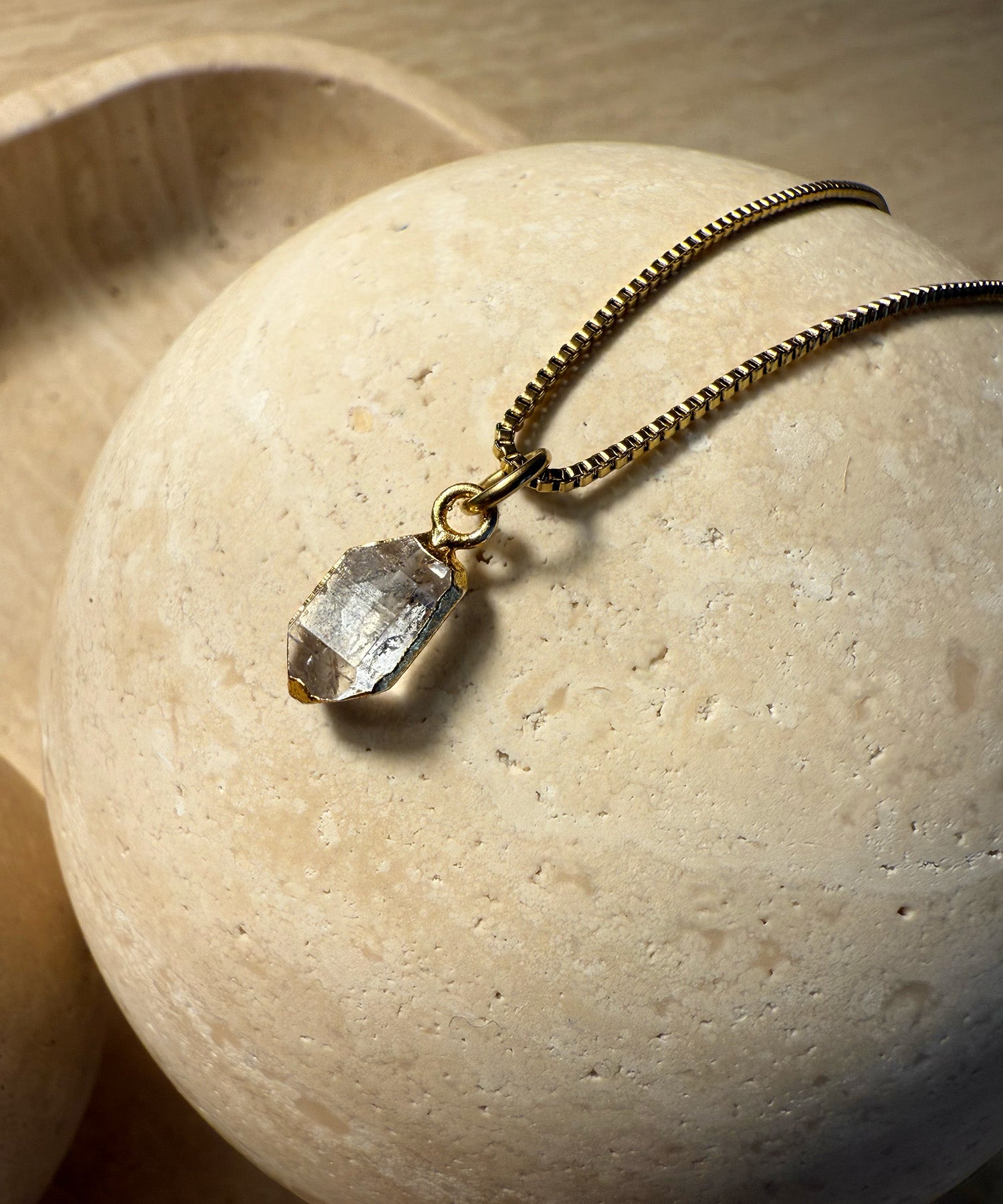 THE ARIES NECKLACE WITH HERKIMER DIAMOND QUARTZ