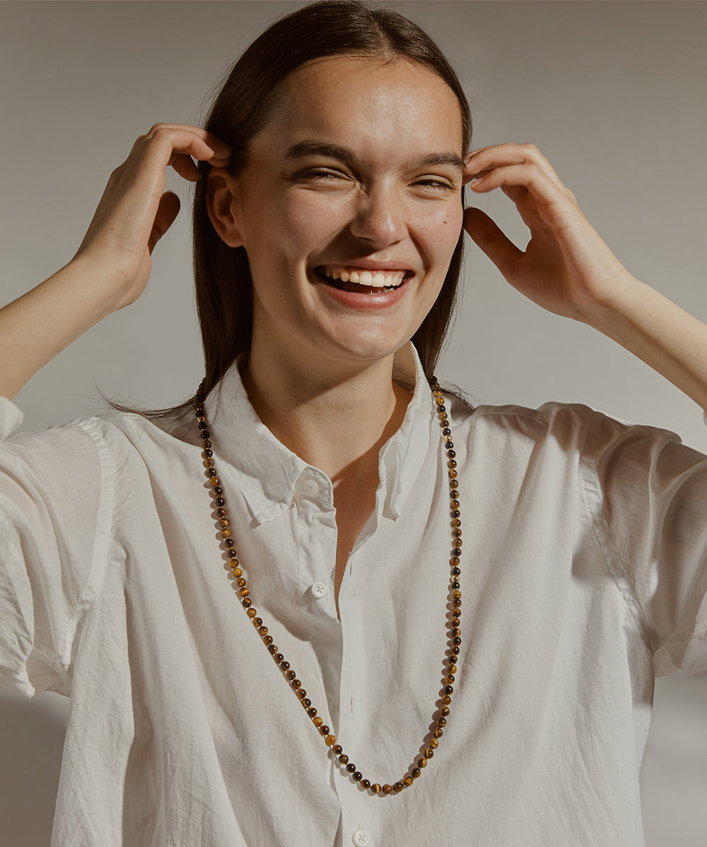 UNIVERSAL INSPIRATION NECKLACE WITH TIGER'S EYE & ONYX