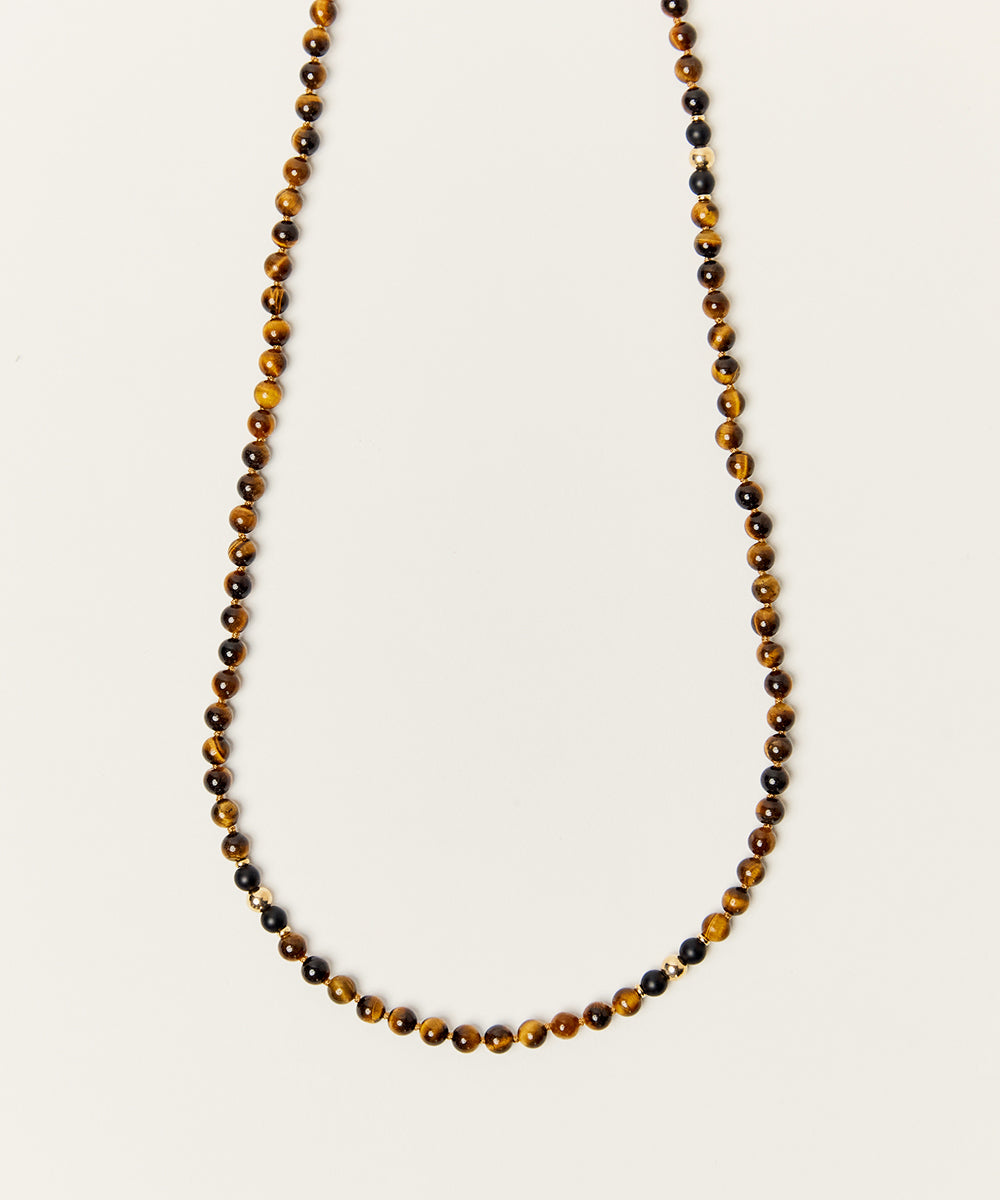UNIVERSAL INSPIRATION NECKLACE WITH TIGER'S EYE & ONYX