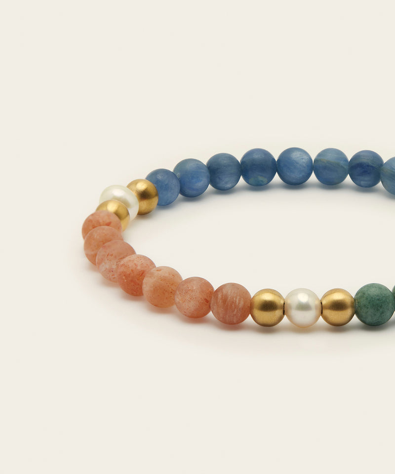 WANDERLUST DREAMS BRACELET WITH KYANITE, SUNSTONE, JADE & PEARL