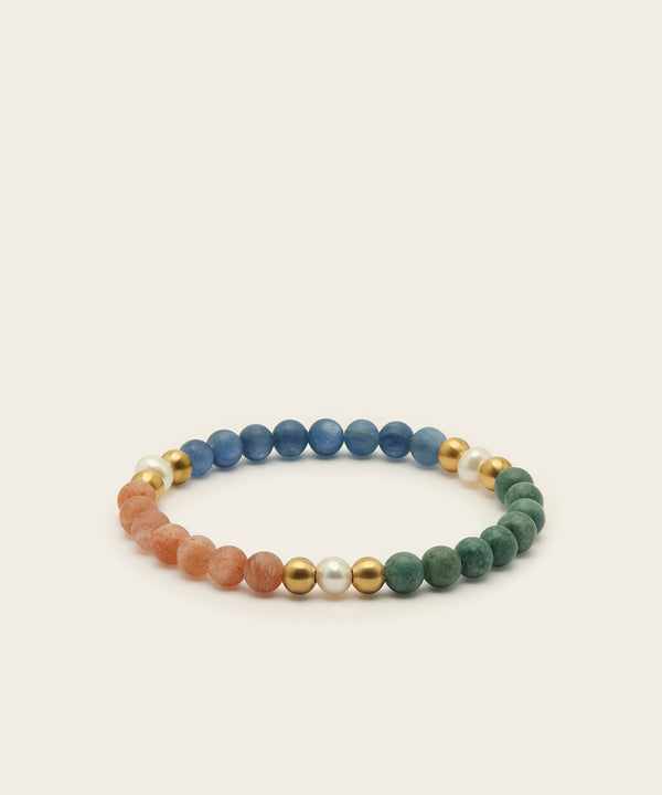 WANDERLUST DREAMS BRACELET WITH KYANITE, SUNSTONE, JADE & PEARL