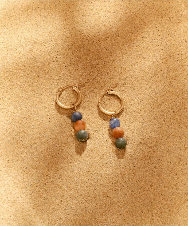 WANDERLUST DREAMS EARRINGS WITH KYANITE, SUNSTONE & JADE