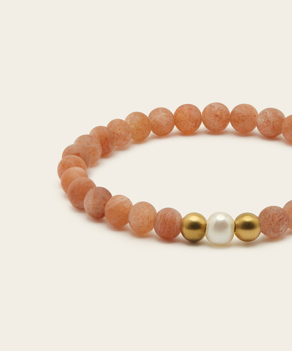 WANDERLUST SUNRAY BRACELET WITH PEARL & SUNSTONE