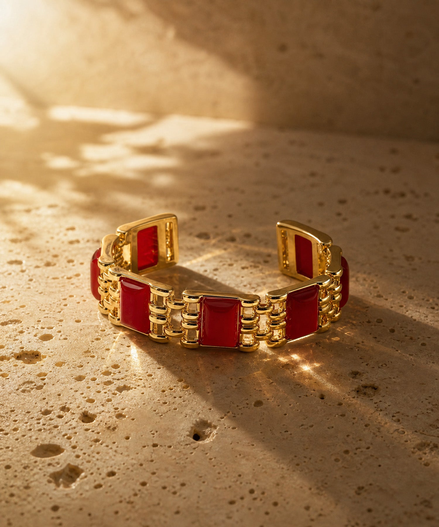WARRIOR CUFF BRACELET WITH RED AGATE (LIMITED-EDITION)