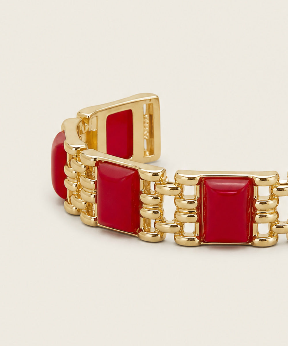 WARRIOR CUFF BRACELET WITH RED AGATE (LIMITED-EDITION)