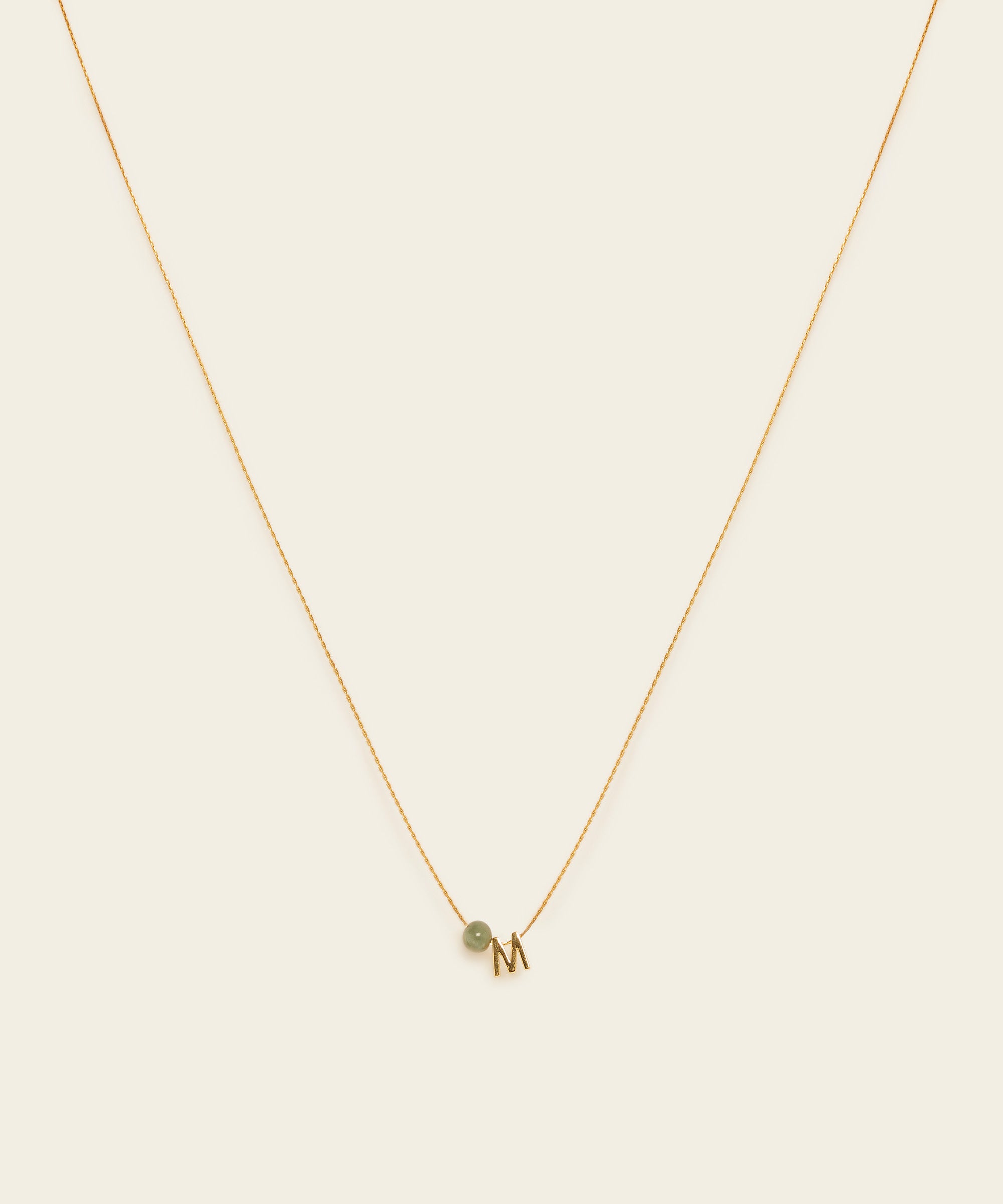 LETTER NECKLACE WITH JADE (ABUNDANCE)