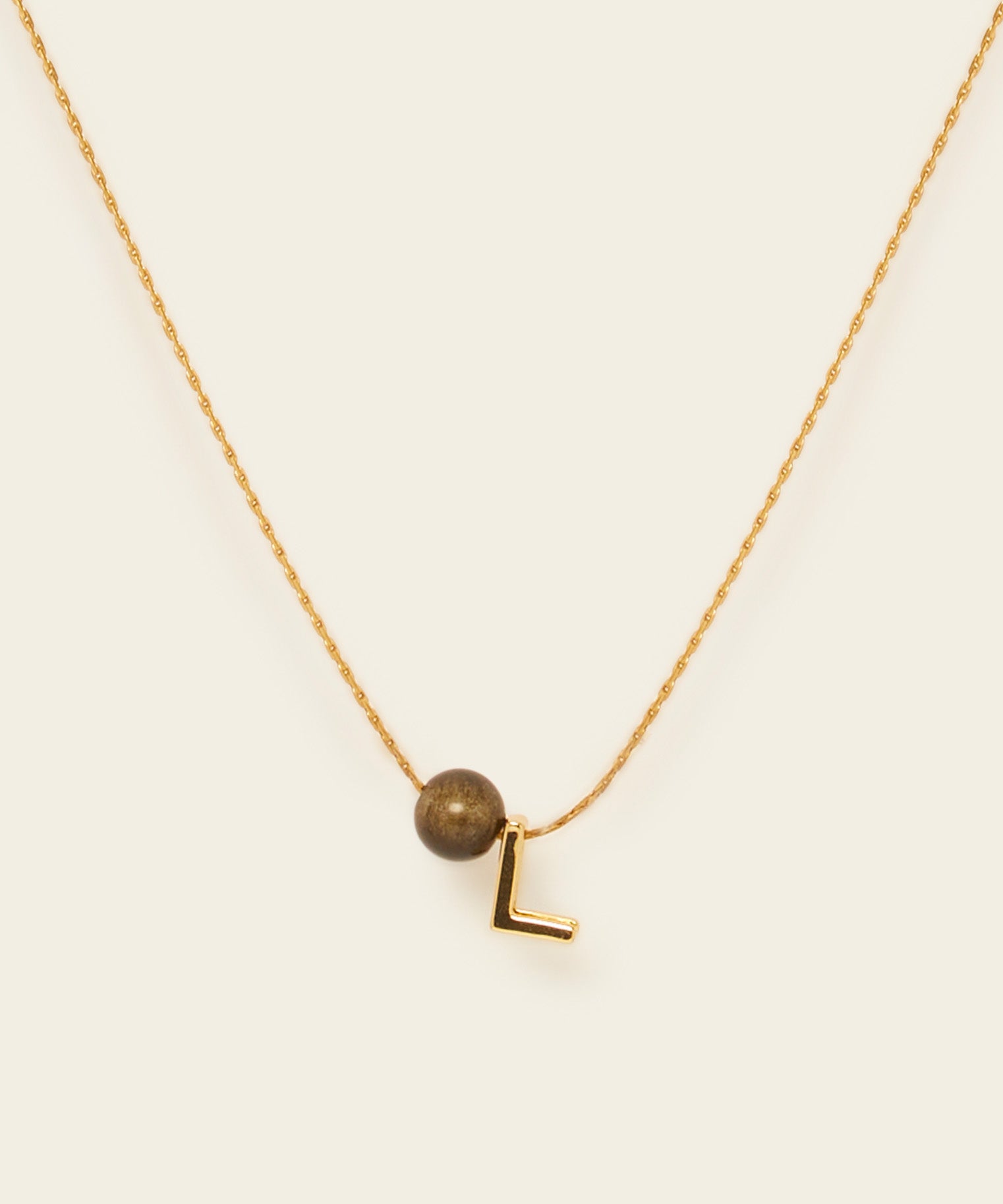 LETTER NECKLACE WITH OBSIDIAN (TRANSFORMATION)