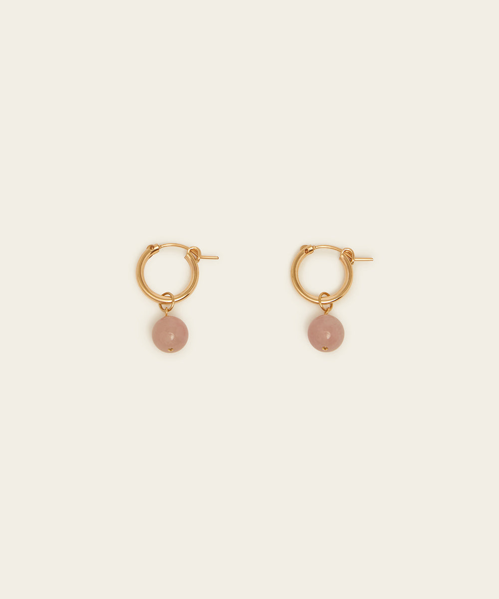HIGHER LOVE EARRINGS WITH MADAGASCAR ROSE QUARTZ
