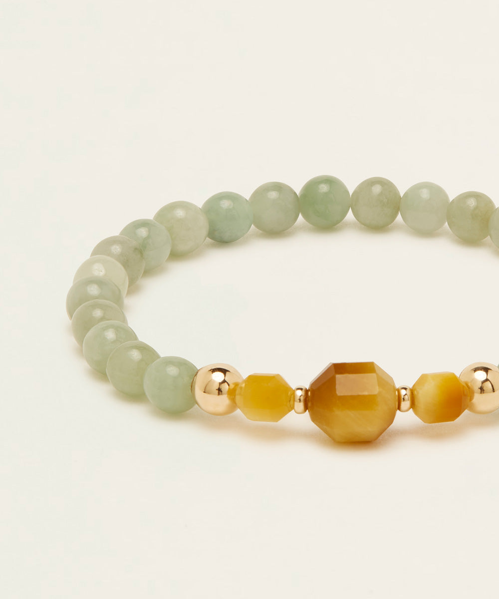 JADE TIGER BRACELET WITH GOLDEN TIGER'S EYE & BURMESE JADE
