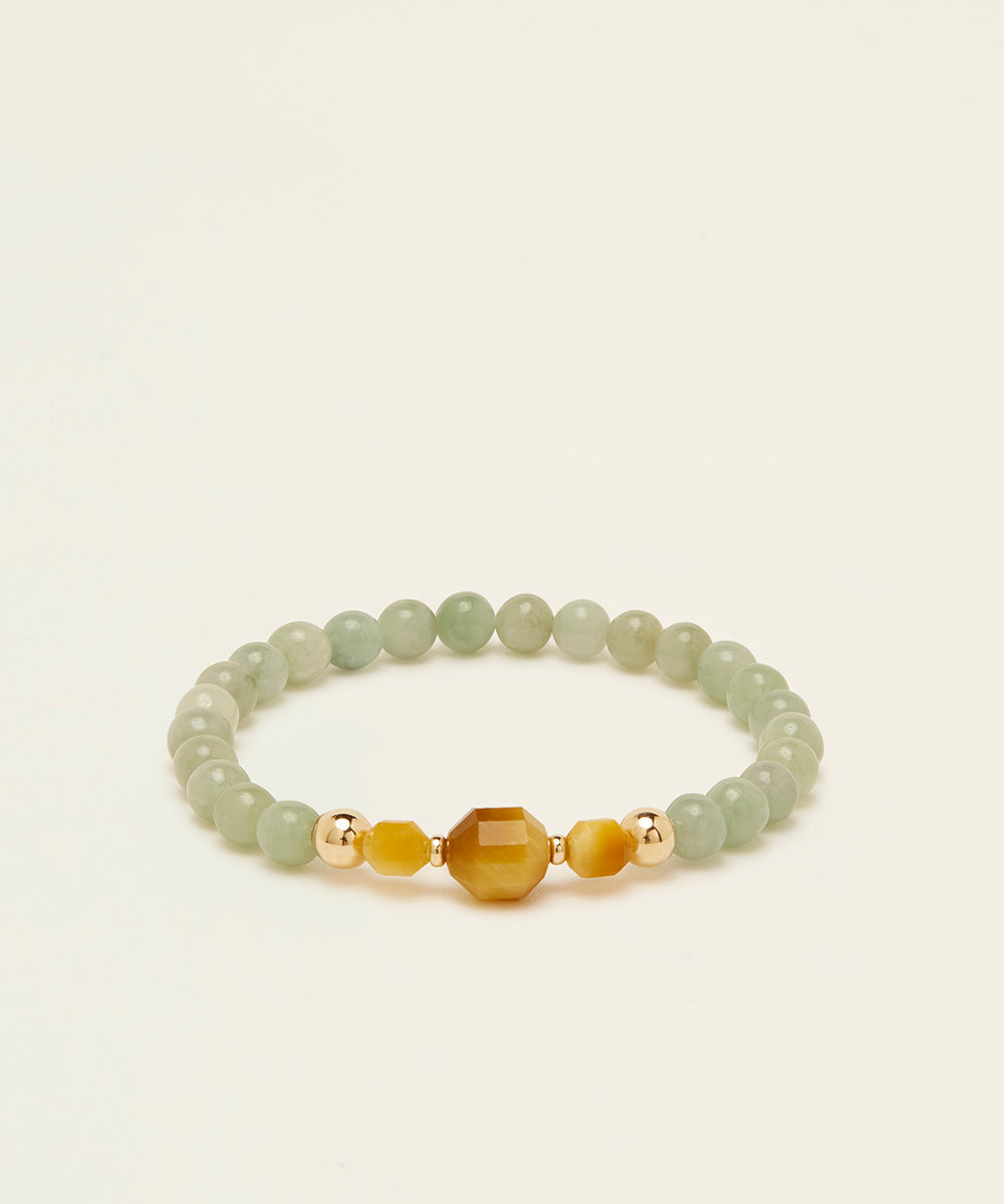 JADE TIGER BRACELET WITH GOLDEN TIGER'S EYE & BURMESE JADE
