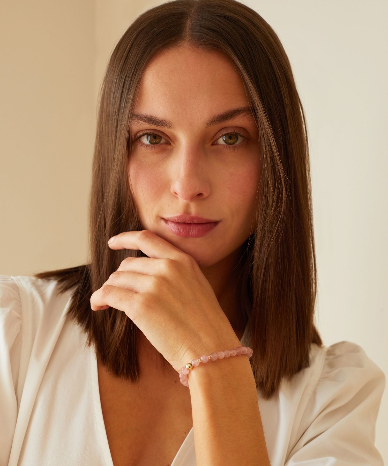 LOVE BRACELET WITH MADAGASCAR ROSE QUARTZ