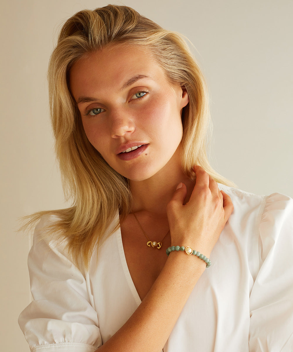 SOULMATES HARMONY BRACELET WITH AKOYA PEARL & BURMESE JADE