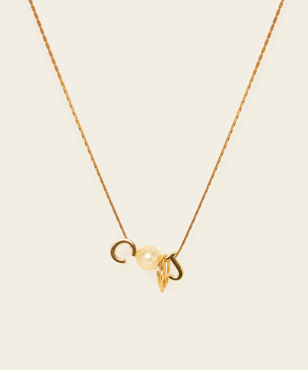 SOULMATES LETTER NECKLACE WITH AKOYA PEARL