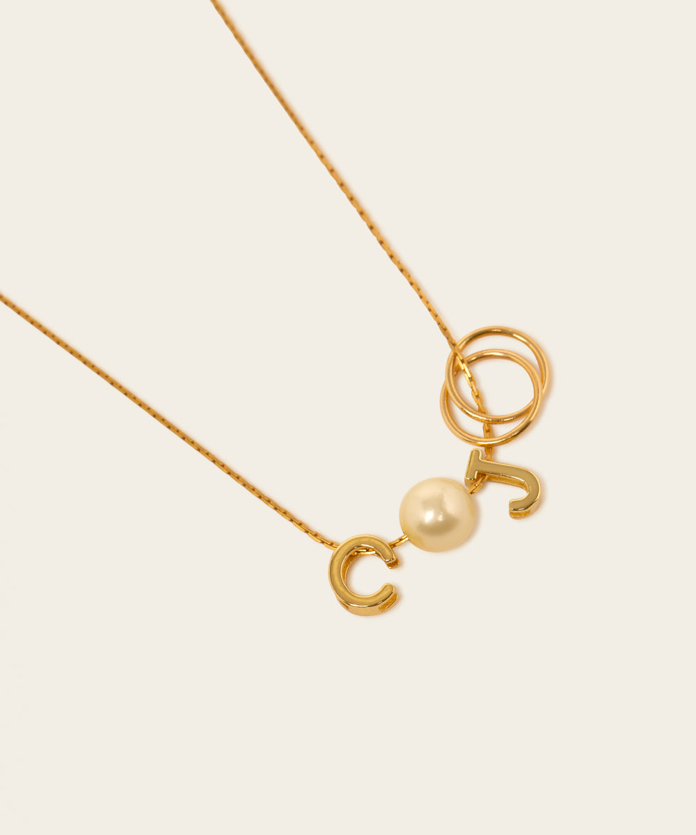 SOULMATES LETTER NECKLACE WITH AKOYA PEARL