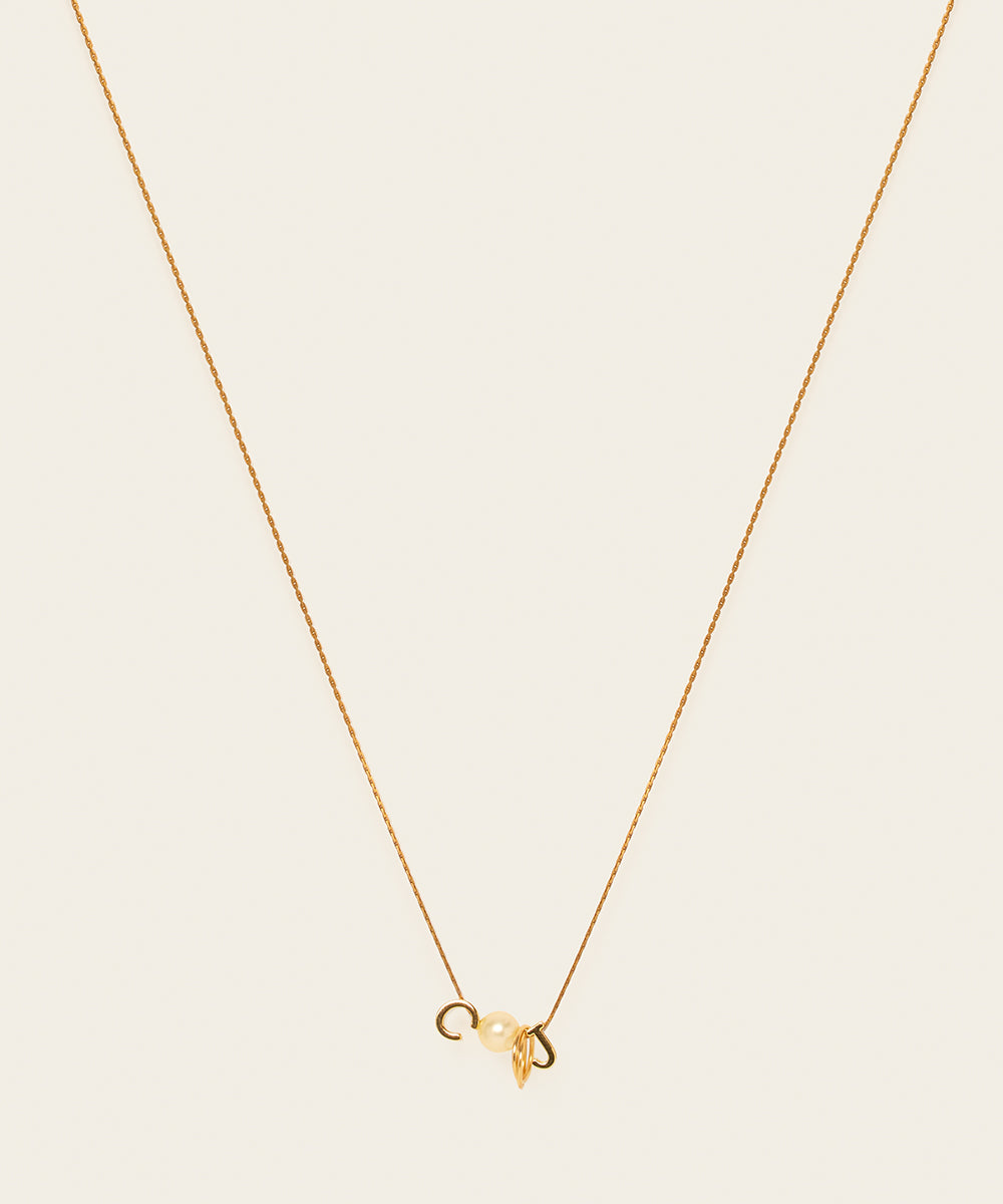 SOULMATES LETTER NECKLACE WITH AKOYA PEARL