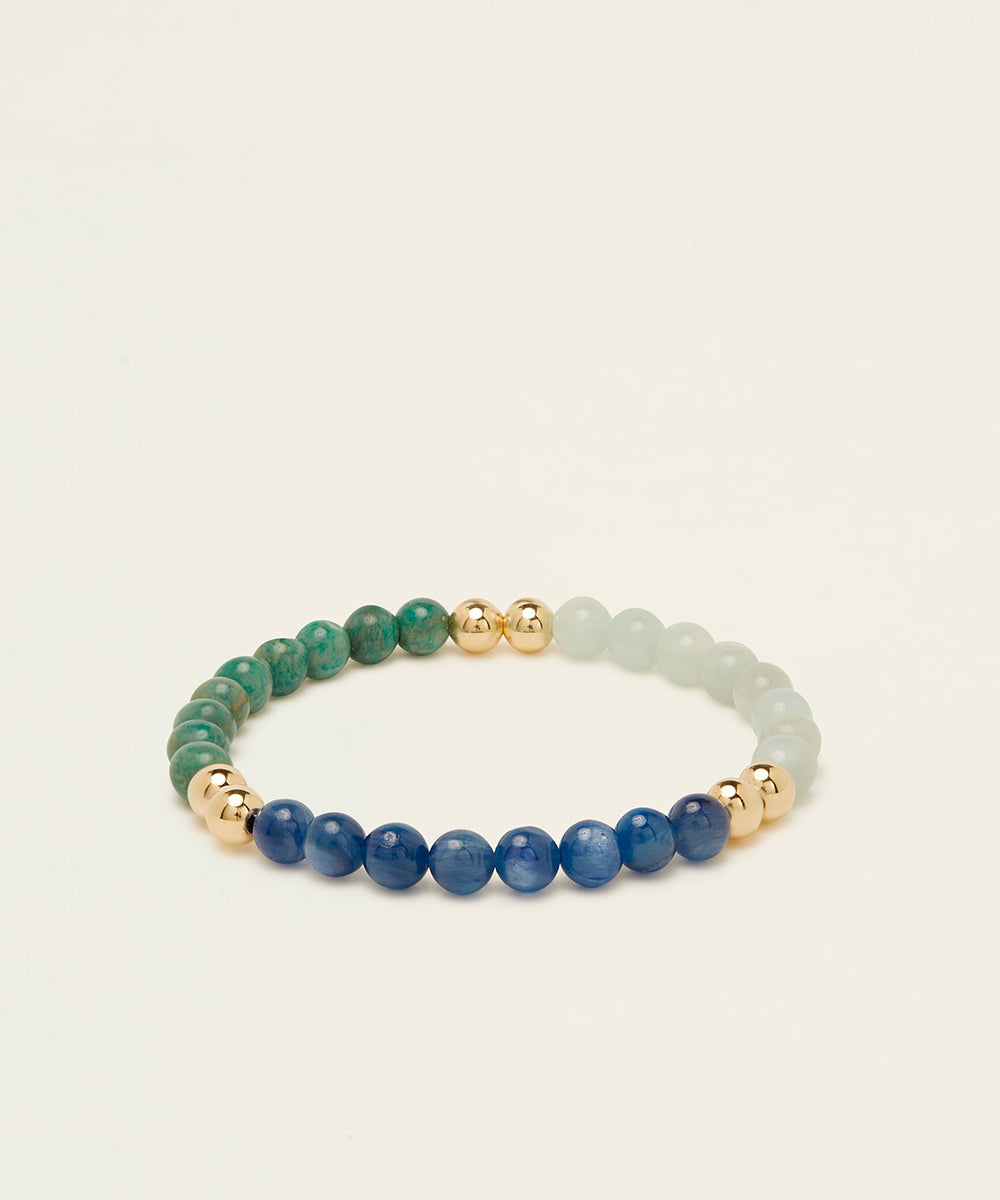 THE HALCYON BRACELET WITH AQUAMARINE, AMAZONITE & KYANITE
