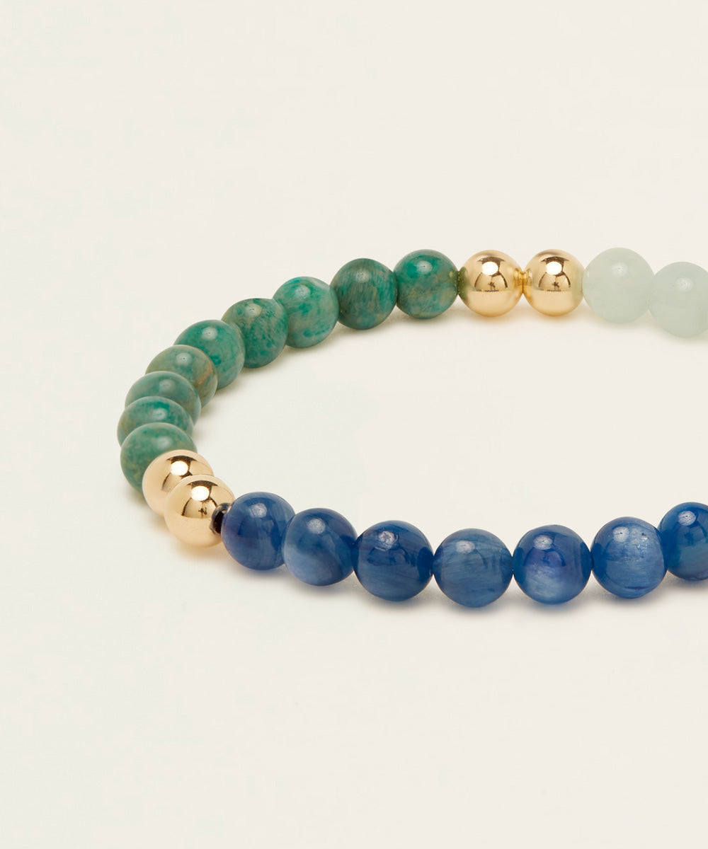THE HALCYON BRACELET WITH AQUAMARINE, AMAZONITE & KYANITE