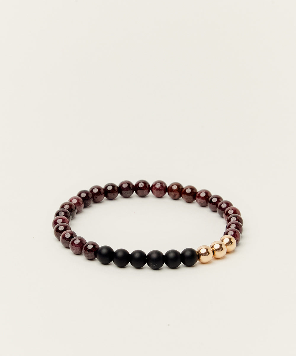 THE REX BRACELET WITH GARNET & ONYX