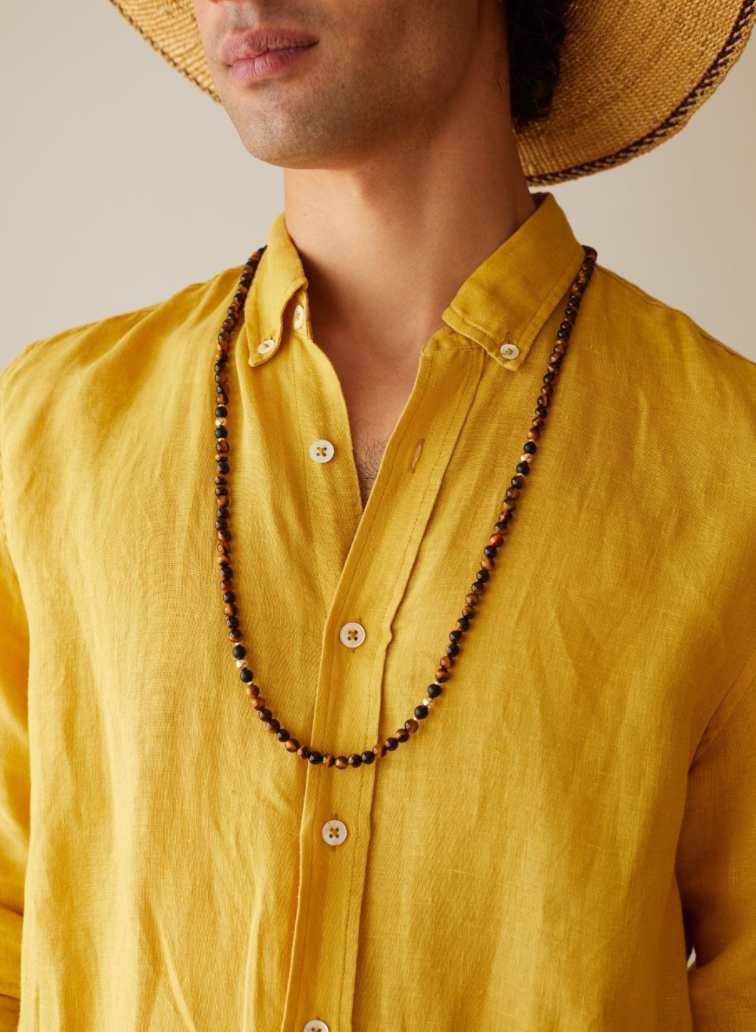 UNIVERSAL INSPIRATION NECKLACE WITH TIGER'S EYE & ONYX
